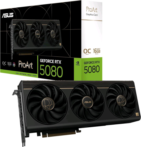 ASUS ProArt -RTX5080-O16G, GeForce RTX 5080, 16 GB, GDDR7, 256 bit, 7680 x 4320 Pixel, PCI Express 5.0